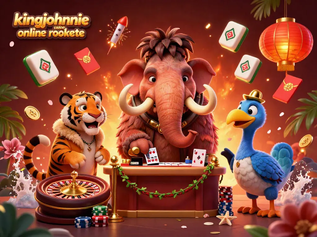 Experience the excitement of kingjohnnie casino online roulette with vibrant 3D characters in a dynamic casino scene.