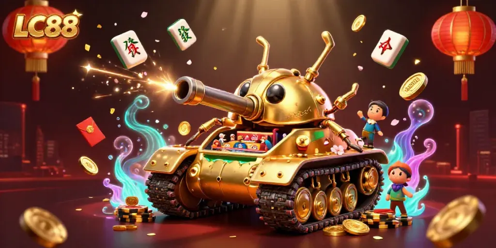 Experience the excitement of LC88 with an immersive miniature casino in a golden beetle tank.